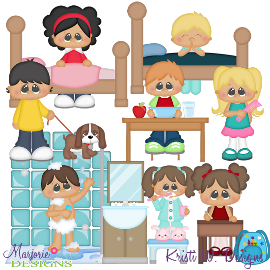 Daily Routine Kids SVG Cutting Files + Clipart - Click Image to Close